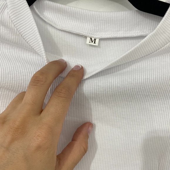 White Women's Tshirt with Drawstrings - Picture 3 of 5